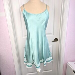 Sarah Spencer Intimates Aqua Blue Silk Nightgown Chemise Size XL Lingerie